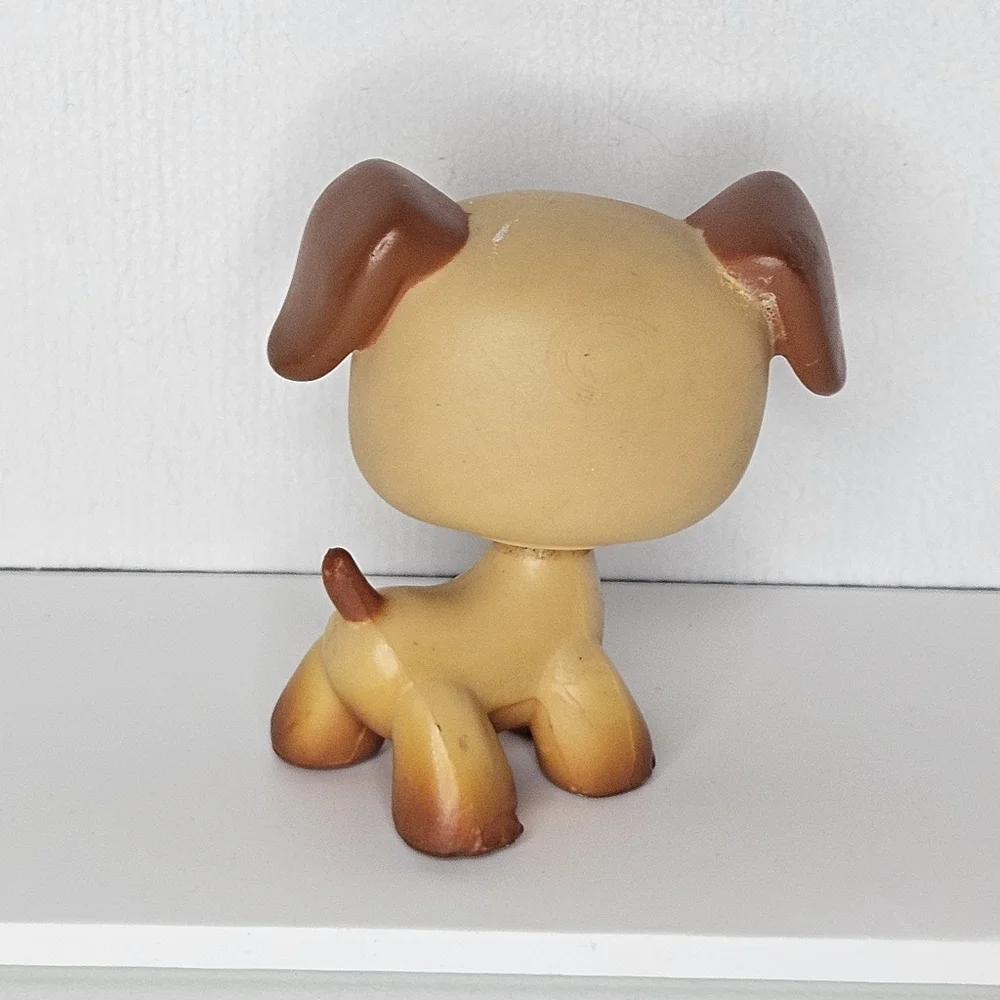 LITTLEST PET SHOP LPS #218 Vintage Authentic Dog Brown White Boxer Blue Eyes